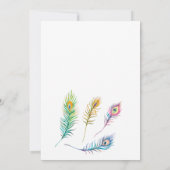 Wasserfarbe Pfauenfeathers Wedding Einladung (Rückseite)