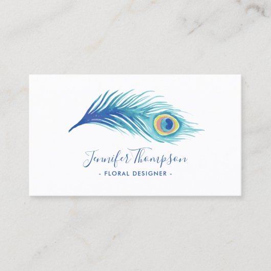 Wasserfarbe Pfauenfeder Visitenkarte (Vorderseite)
