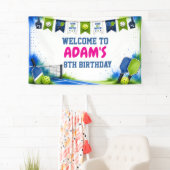 Wasserfarbe-Pickleball-Geburtstagsbanner Banner (Insitu)