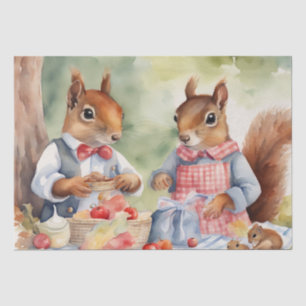 Wasserfarbe Picnic mit Woodland Freunde decoupage Seidenpapier