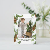 Wasserfarbe Pinecones Frohe Weihnachten Foto (Stehend Vorderseite)