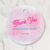 Wasserfarbe Pink & Aqua Girl Kinderdusche Geschenkanhänger (Vorderseite)