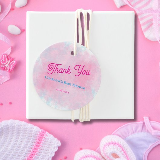 Wasserfarbe Pink & Aqua Girl Kinderdusche Geschenkanhänger