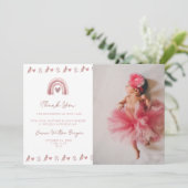 Wasserfarbe Pink Boho Babydusche Dankeskarte (Stehend Vorderseite)