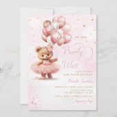 Wasserfarbe Pink Boho Teddy Bear Girl Babydusche Einladung (Vorderseite)