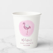 Wasserfarbe Pink Flamingo Girl's Baby Dusche Niedl Pappbecher (Rückseite)
