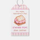 Wasserfarbe Pink Gingham S'mores Valentine Geschenkanhänger (Vorderseite)