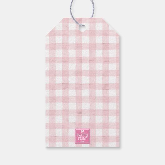 Wasserfarbe Pink Gingham S'mores Valentine Geschenkanhänger (Rückseite)