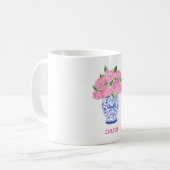 Wasserfarbe Pink Hydrangea Chinoiserie Name Kaffeetasse (Vorderseite Links)
