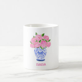 Wasserfarbe Pink Hydrangea Chinoiserie Name Kaffeetasse