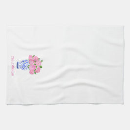 Wasserfarbe Pink Hydrangea Chinoiserie Personalisi Geschirrtuch