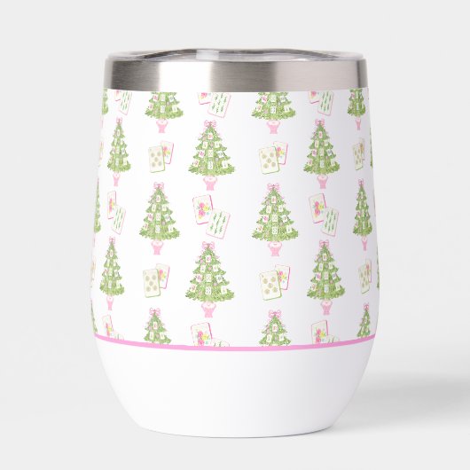 Wasserfarbe Pink Mahjong Weihnachtsbaum Party (Rückseite)