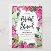 Wasserfarbe Pink Poinsettias Blumenbridal Brunch Einladung (Vorderseite)