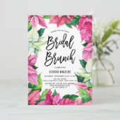 Wasserfarbe Pink Poinsettias Blumenbridal Brunch Einladung (Stehend Vorderseite)