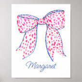 Wasserfarbe Pink Polka Dot Bow Poster (Vorne)