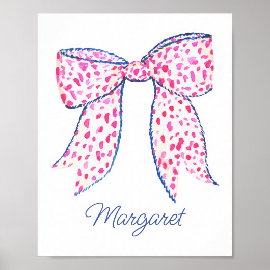 Wasserfarbe Pink Polka Dot Bow Poster (Vorne)
