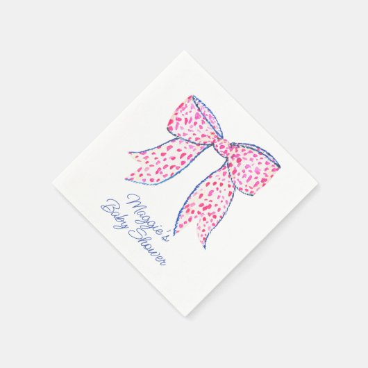 Wasserfarbe Pink Polka Dot Bow Serviette (Ecke)