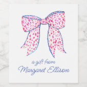 Wasserfarbe Pink Polka Dot Bow Weinetikett (Einzelnes Label)