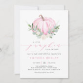 Wasserfarbe Pink Pumpkin Autumn Baby Sprinkle Einladung (Vorderseite)