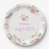 Wasserfarbe Pink Pumpkin Niedlich Babydusche Pappteller (Vorderseite)