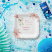 Wasserfarbe Pink Teddy Bear Girl Babydusche Pappteller (Party)