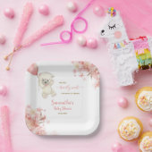 Wasserfarbe Pink Teddy Bear Girl Babydusche Pappteller (Party)