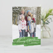 Wasserfarbe Pinselstrich | Grün Feiertagskarte (Stehend Vorderseite)