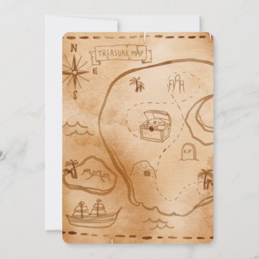 Wasserfarbe Pirate Geburtstag Einladung (Rückseite)