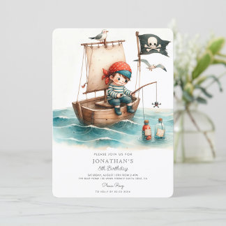Wasserfarbe Pirate Geburtstag Einladung