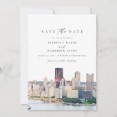 Wasserfarbe Pittsburgh Pennsylvania Save the Date Einladung (Vorderseite)