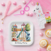 Wasserfarbe Playground Park Kinderparty Pappteller (Party)