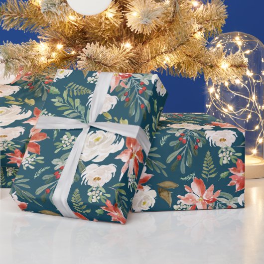 Wasserfarbe Poinsettia Blumenurlaub Jahreszeit Geschenkpapier (Feiertage)