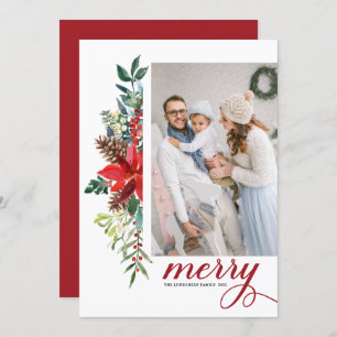 Wasserfarbe Poinsettia Botanische Frohe Weihnachte Feiertagskarte