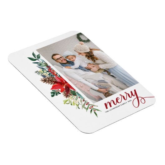 Wasserfarbe Poinsettia Botanische Frohe Weihnachte Magnet (Rechte Seite)