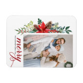 Wasserfarbe Poinsettia Botanische Frohe Weihnachte Magnet (Horizontal)