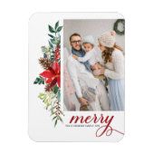 Wasserfarbe Poinsettia Botanische Frohe Weihnachte Magnet (Vertikal)