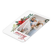 Wasserfarbe Poinsettia Botanische Frohe Weihnachte Magnet (Linke Seite)