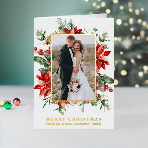 Wasserfarbe Poinsettia Floral Neu verheiratet Eleg