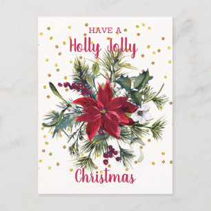 Wasserfarbe Poinsettia, heilig, Kiefer Weihnachten Einladungspostkarte