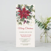 Wasserfarbe Poinsettia, heilig, Kiefer Weihnachten Menükarte (Stehend Vorderseite)