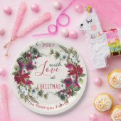 Wasserfarbe Poinsettia, heilig, Kiefer Weihnachten Pappteller (Party)