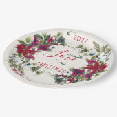 Wasserfarbe Poinsettia, heilig, Kiefer Weihnachten Pappteller (Schrägansicht)