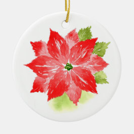 Wasserfarbe Poinsettia Keramik Ornament