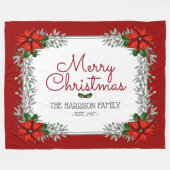 Wasserfarbe Poinsettia Personalisiert Frohe Weihna Fleecedecke (Vorderseite (Horizontal))