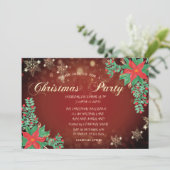 Wasserfarbe Poinsettia Schneeflocken Einladung (Stehend Vorderseite)