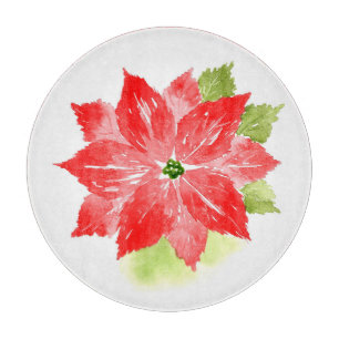 Wasserfarbe Poinsettia Schneidebrett