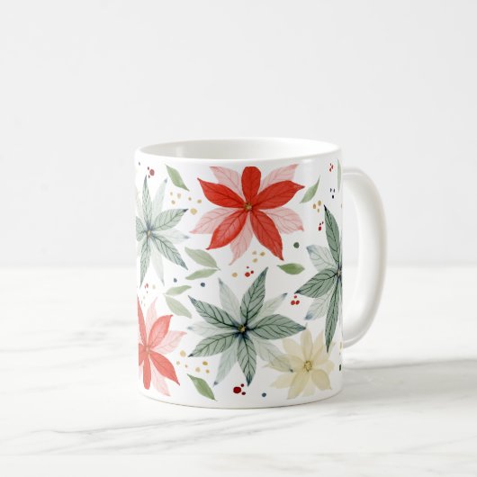 Wasserfarbe Poinsettia Urlaub Kaffeetasse (VorderseiteRechts)