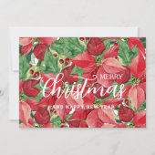 Wasserfarbe Poinsettias Frohe Weihnachten (Vorderseite)