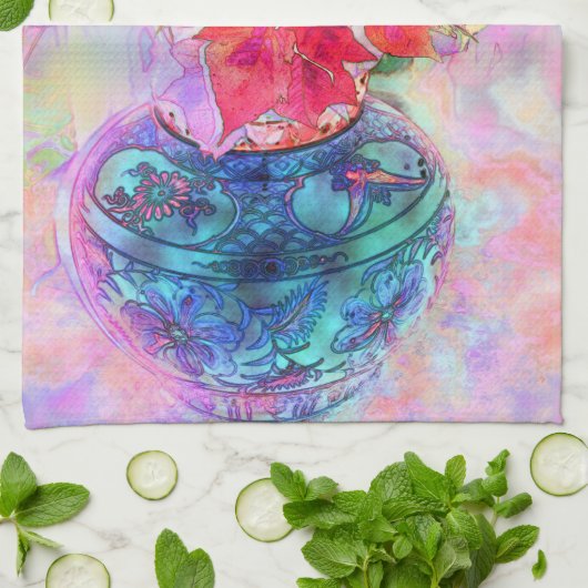 Wasserfarbe Poinsettias Geschirrtuch (Gefaltet)