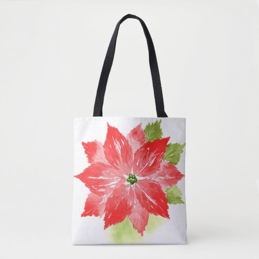 Wasserfarbe Poinsettias Tasche (Vorderseite)